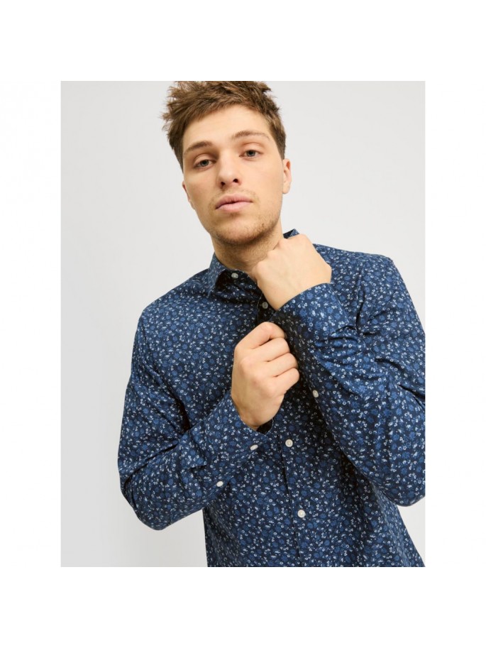 JJJOE PRINT SHIRT LS SS25 AZUL OSCURO JJJOE PRINT SHIRT LS SS25 AZUL OSCURO