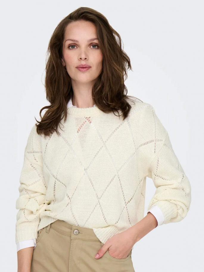 ONLGEENAS LS STRUCTURE O-NECK  BLANCO