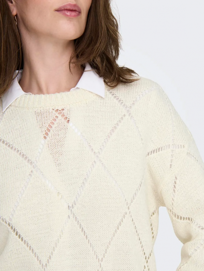 ONLGEENAS LS STRUCTURE O-NECK  BLANCO