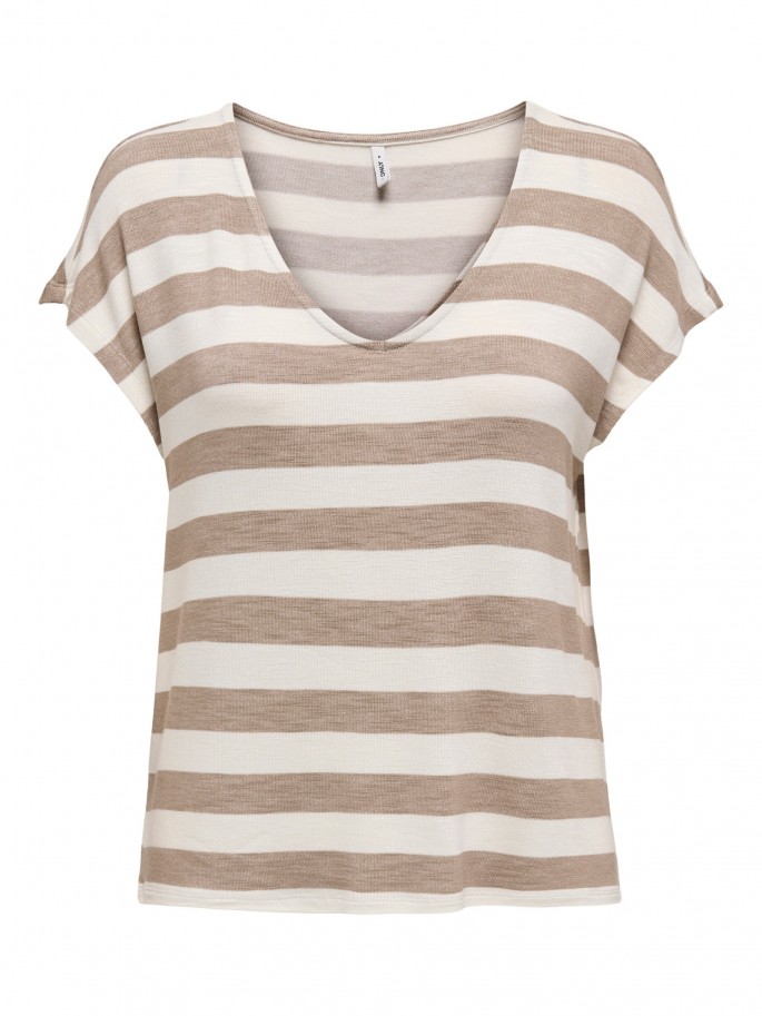 ONLLIRA LIFE S/S V-NECK T NOOS MARRON