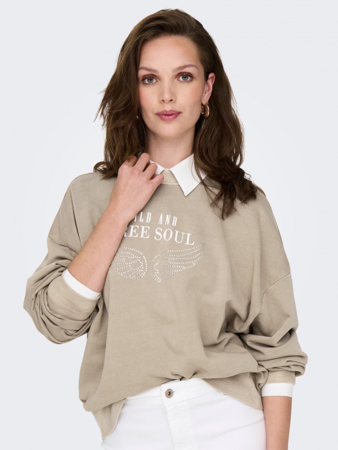 ONLTUSINDA L/S O-NECK CC UB SW BEIGE