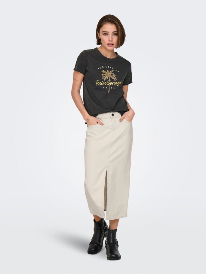 Only LUCY Top manga corta Color Negro...