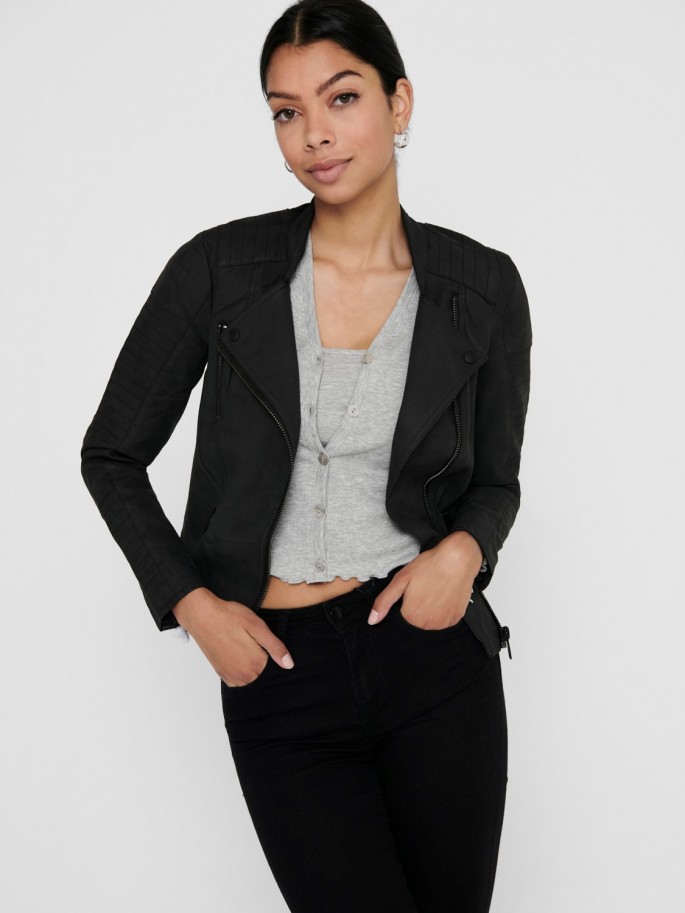 Only AVA Biker de cuero sintético...