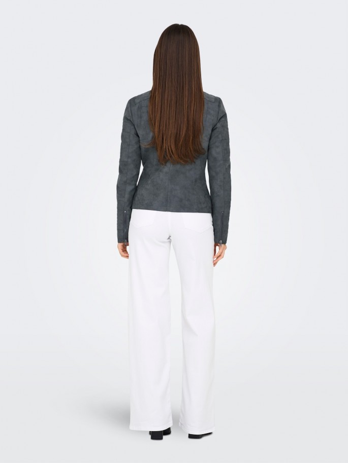 Only AVA Biker de cuero sintético...