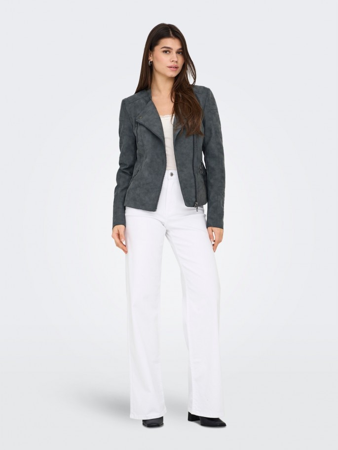 Only AVA Biker de cuero sintético...