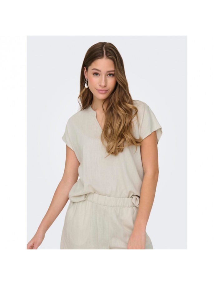 JDY CAYA LION LINEN Top cuello en V...