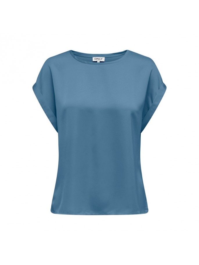 Only LIEKE Top Satín Color Azul -...