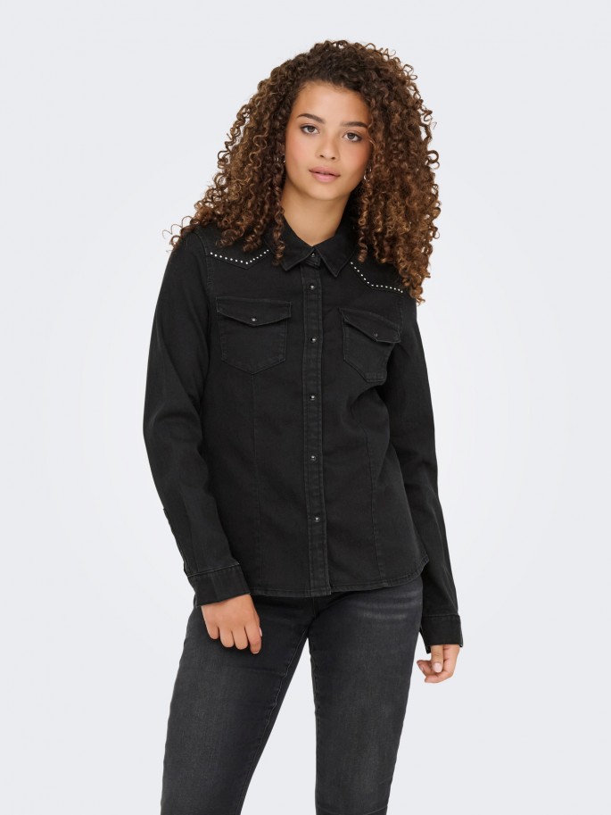 ONLY SASIA CAMISA VAQUERA COLOR NEGRO...
