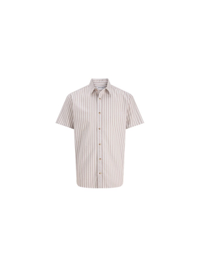 JJCHAD OXFORD STRIPE SHIRT SS BEIGE