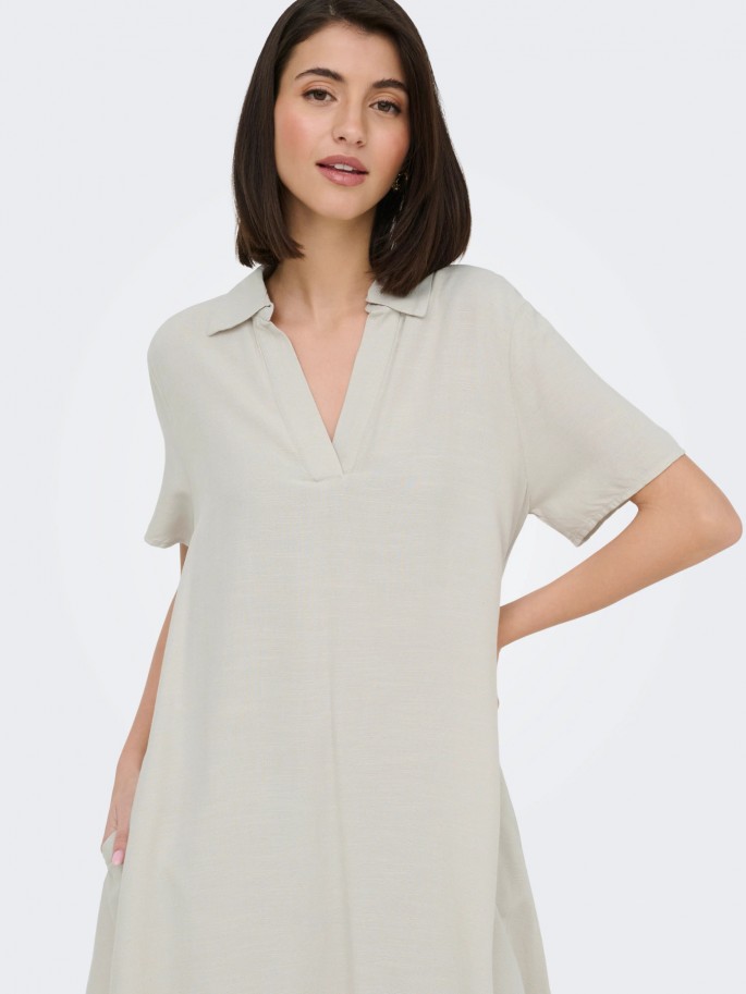 JDYCAYA LINEN Vestido Midi con Cuello...