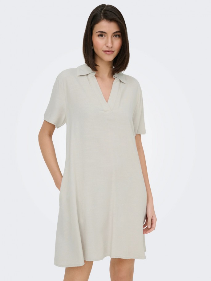 JDYCAYA LINEN Vestido Midi con Cuello...
