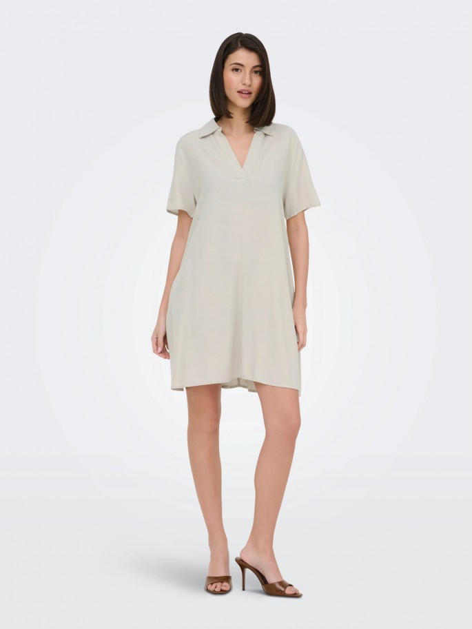 JDYCAYA LINEN Vestido Midi con Cuello...