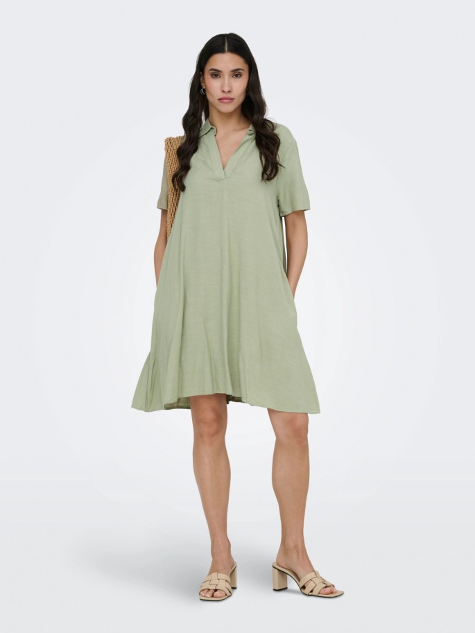 JDYCAYA LINEN Vestido Midi con Cuello...