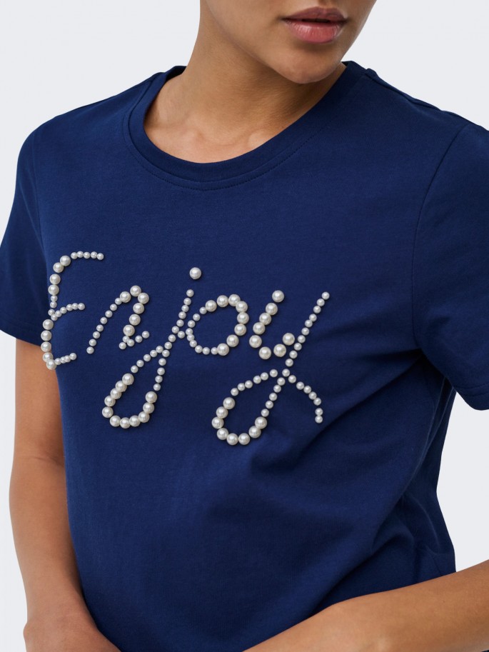 JDY Camiseta ASTA PEARL 100% Algodón...