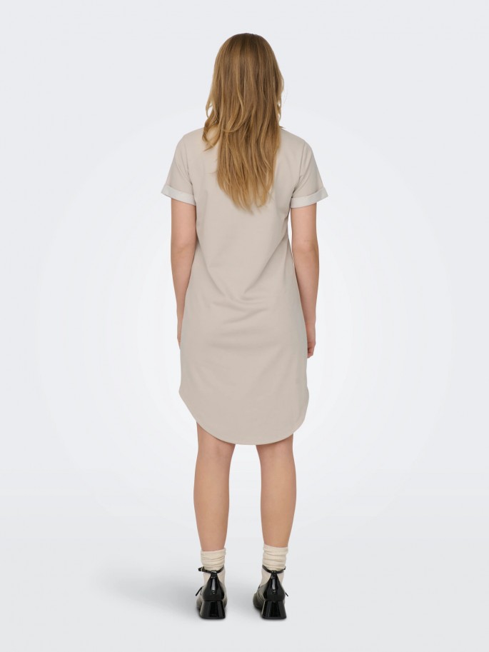 Vestido JDYIVY Manga Corto Casual Crudo