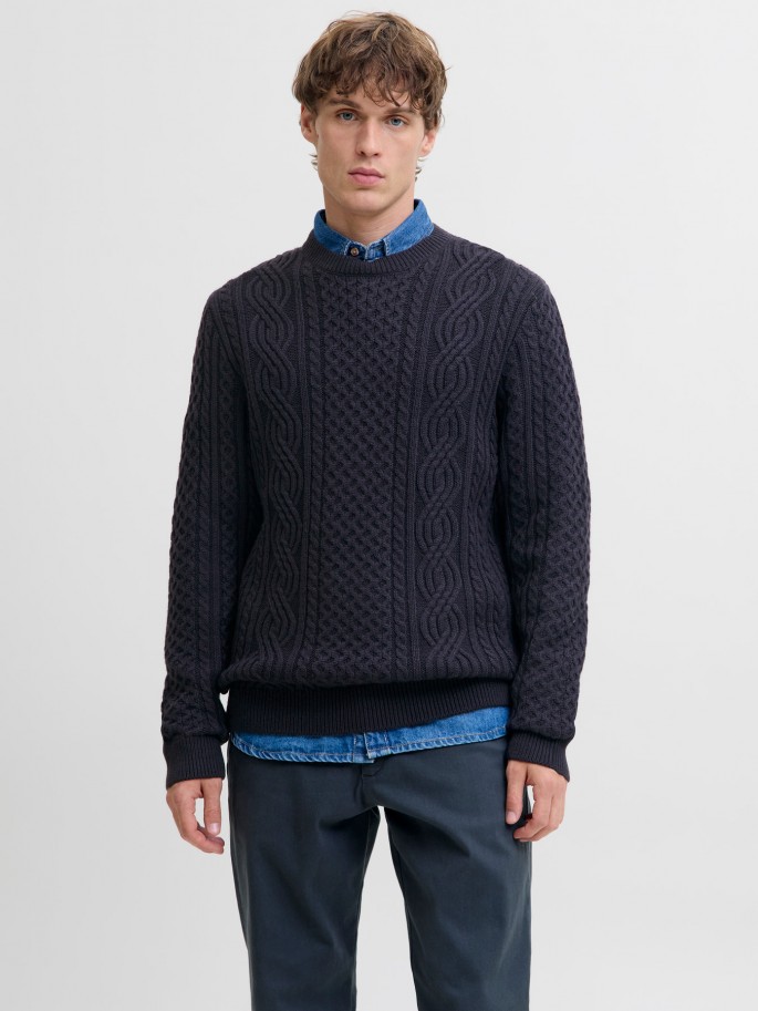 Jersey JPRBLUSEAN trenzado, cuello...