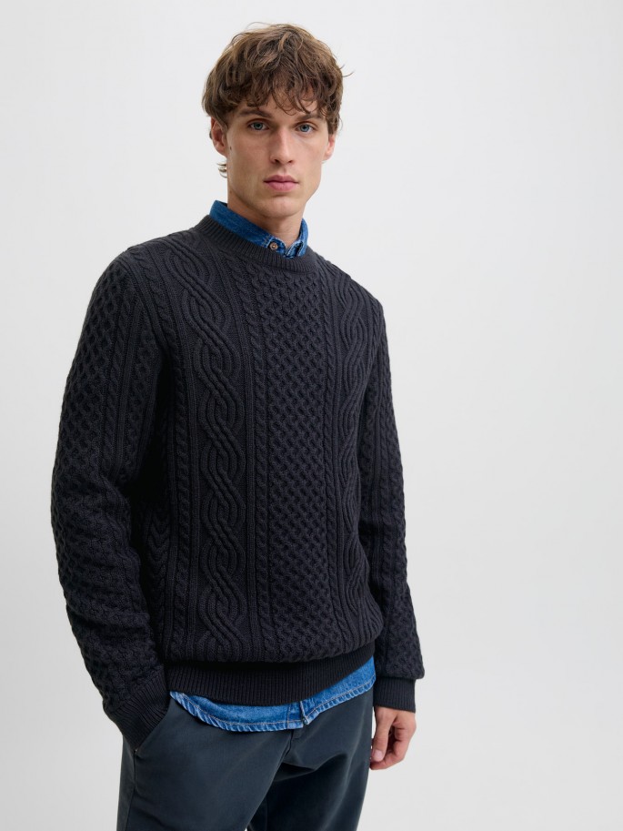 Jersey JPRBLUSEAN trenzado, cuello...