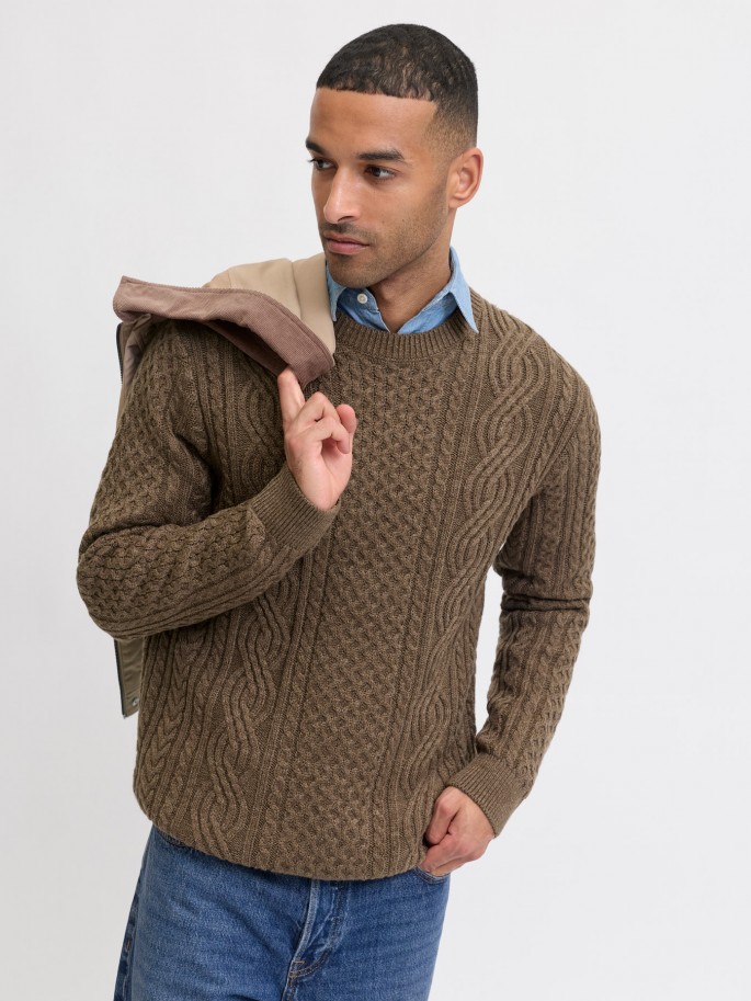 Jersey JPRBLUSEAN Trenzado, Cuello...