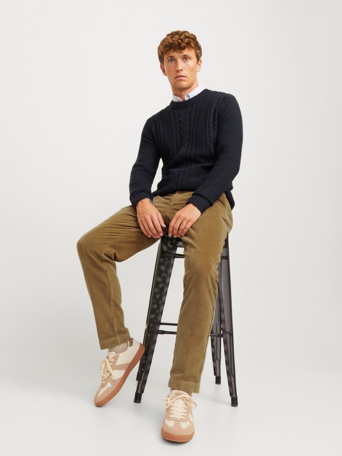 Pantalón JPSTACE Pana tipo chino BEIGE