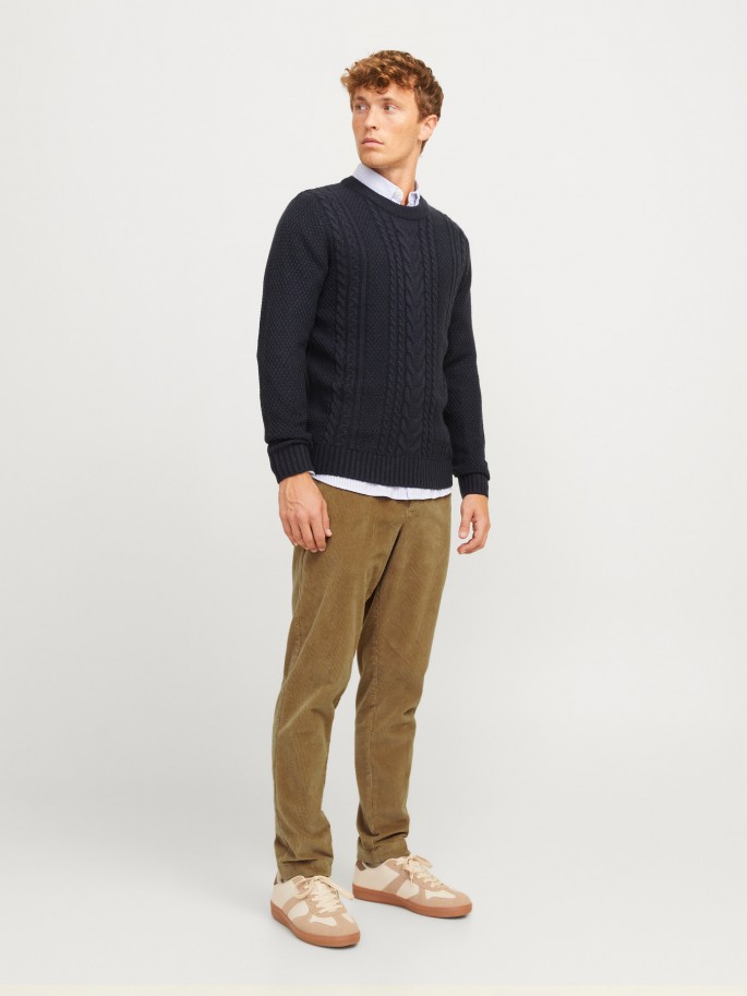 Pantalón JPSTACE Pana tipo chino BEIGE